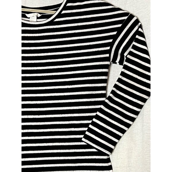 H&M Black & White Striped Long Sleeve Top XS Nautical Soft Comfortable - Picture 3 of 9